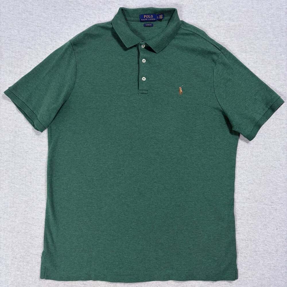 Polo Ralph Lauren Fit Green Heather Soft Cotton Short Sleeve Polo Shirt Men's